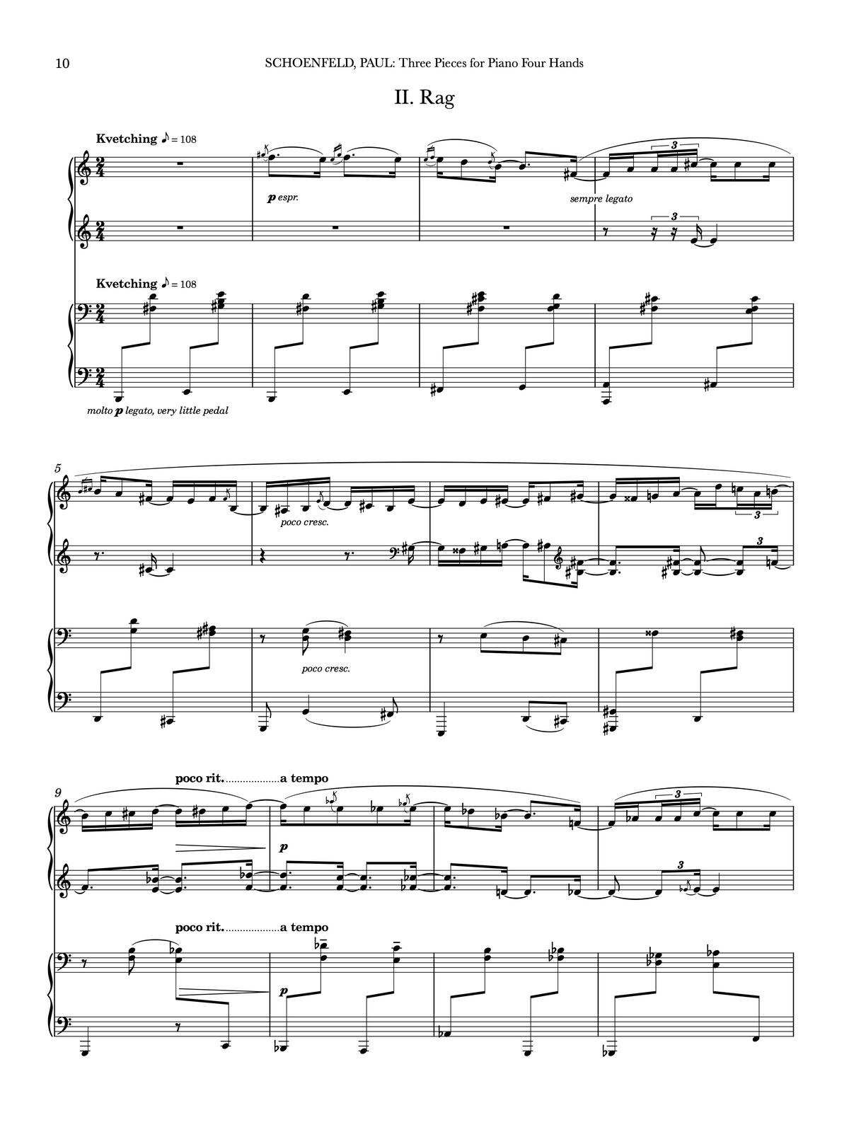 Three Pieces for Piano Four Hands - Paul Schoenfeld