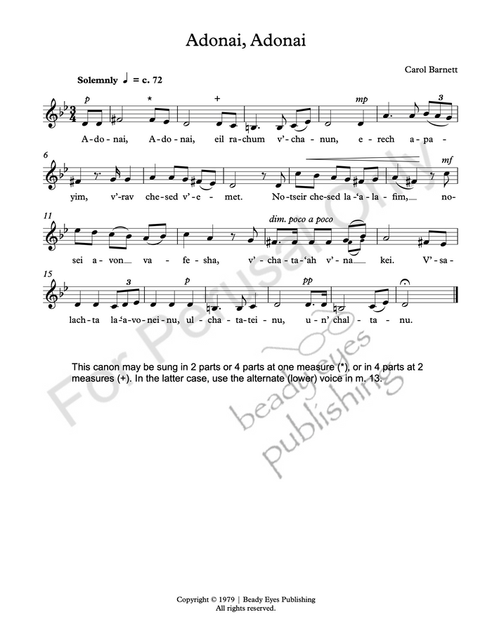Adonai, Adonai – Carol Barnett