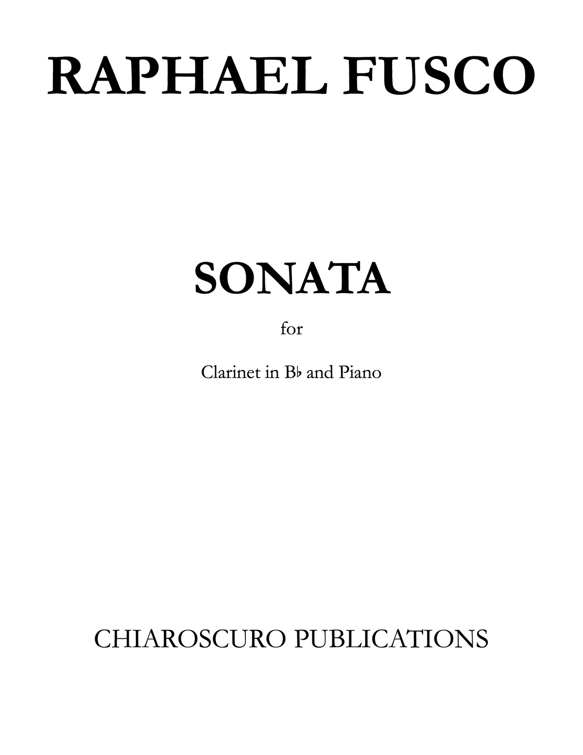 SONATA for Clarinet and Piano - Raphael Fusco