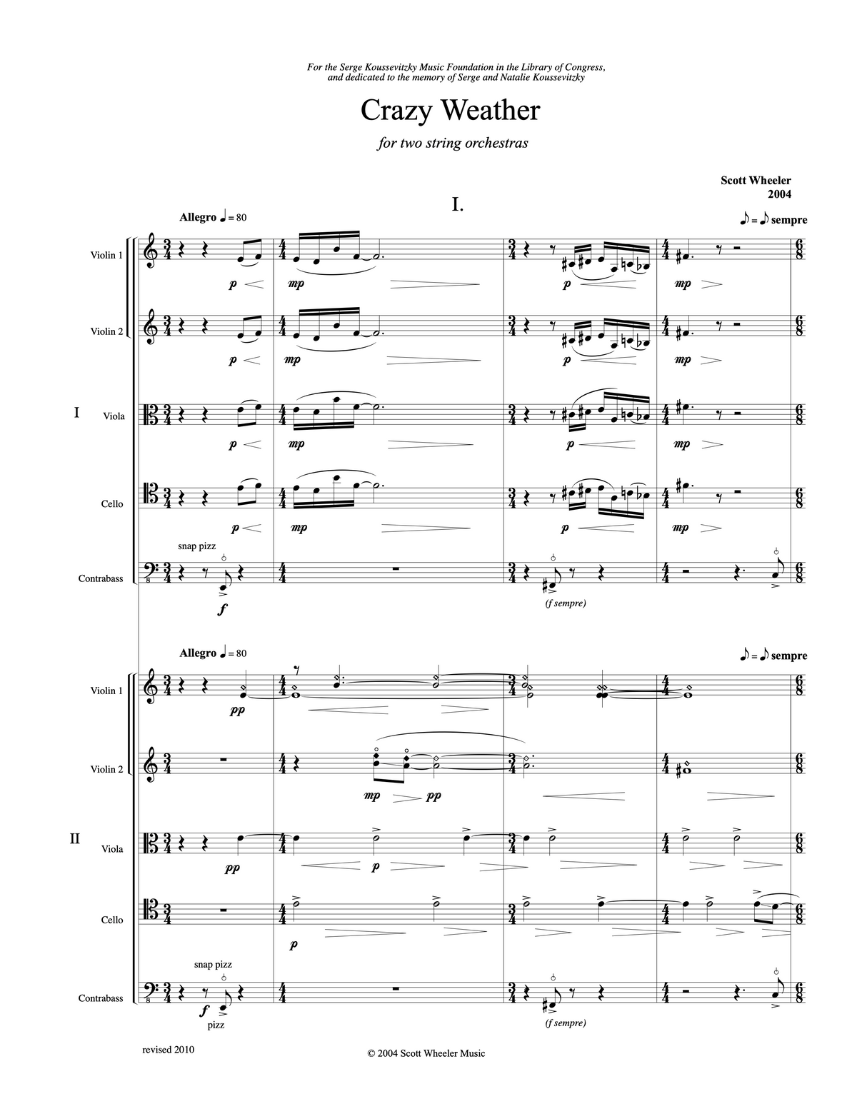 Crazy Weather - for two string orchestras – Scott Wheeler