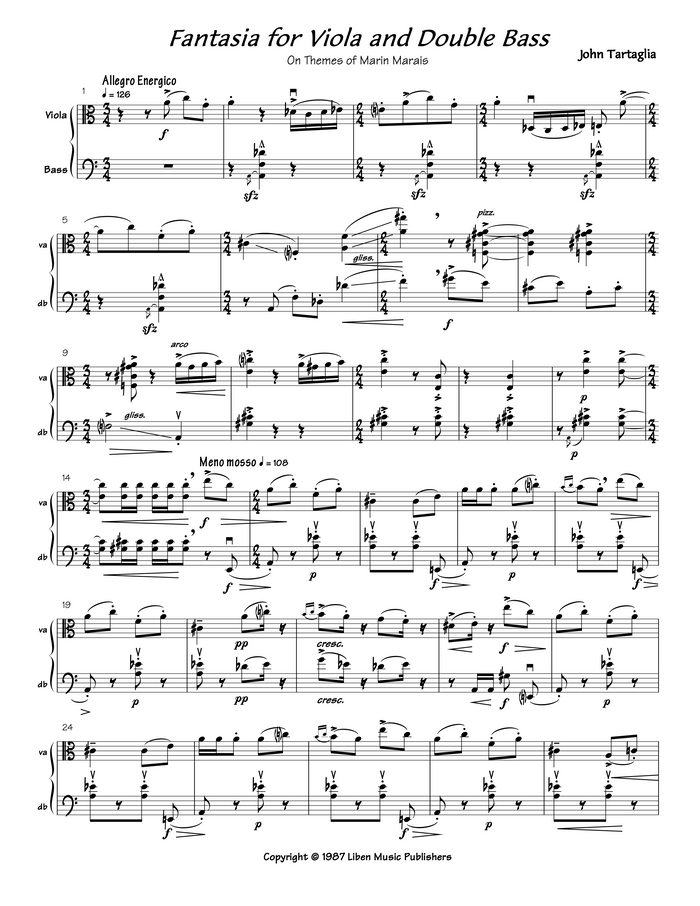 Fantasia for Viola and Bass on Themes by Marin Marais –  John Tartaglia