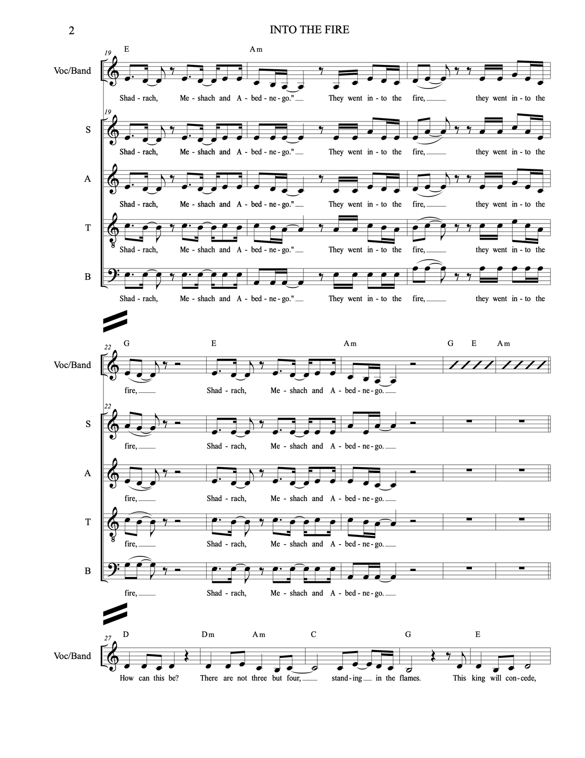 Into the Fire – arranged by Carol Barnett