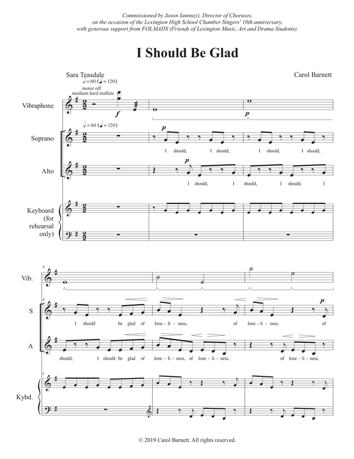 I Should Be Glad – Carol Barnett