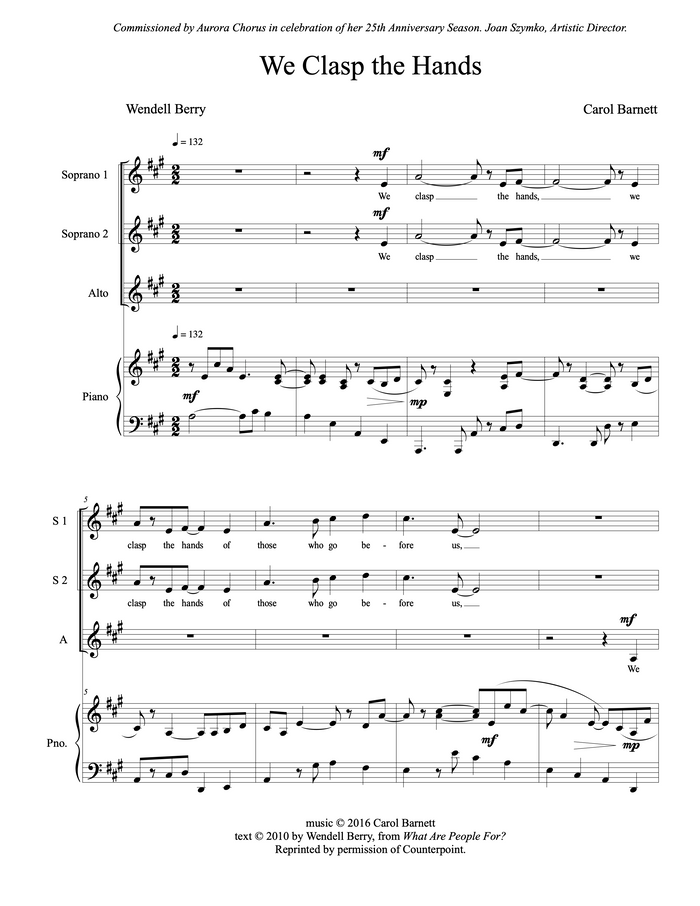 We Clasp the Hands – Carol Barnett