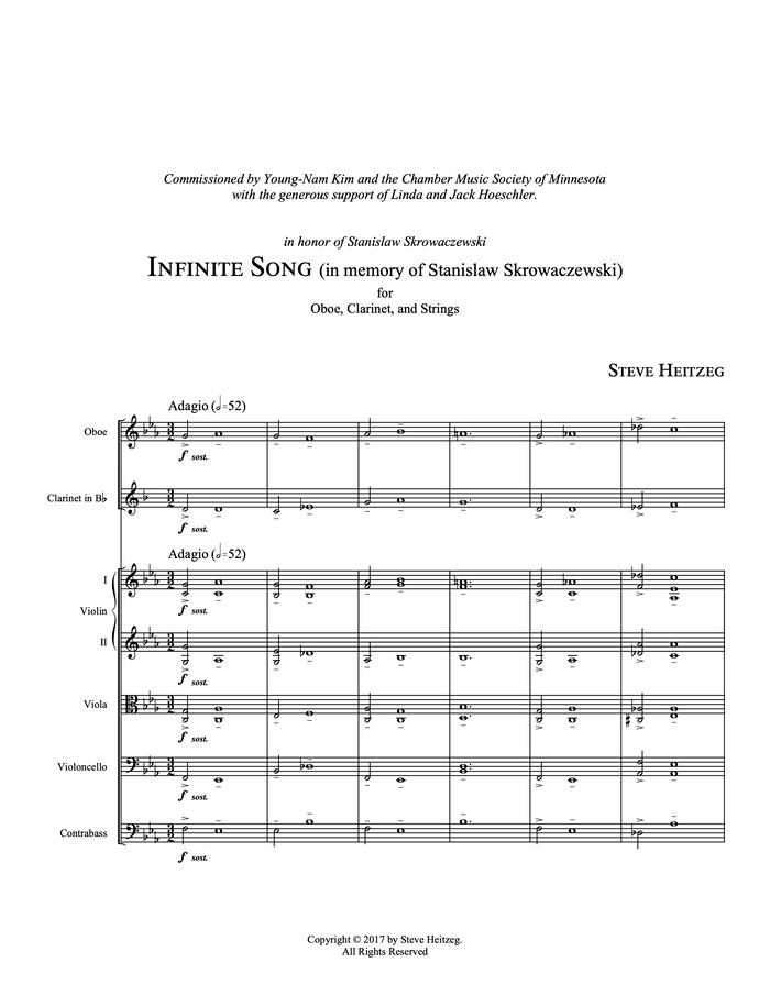 Infinite song (in memory of Stanislaw Skrowaczewski) – Steve Heitzeg