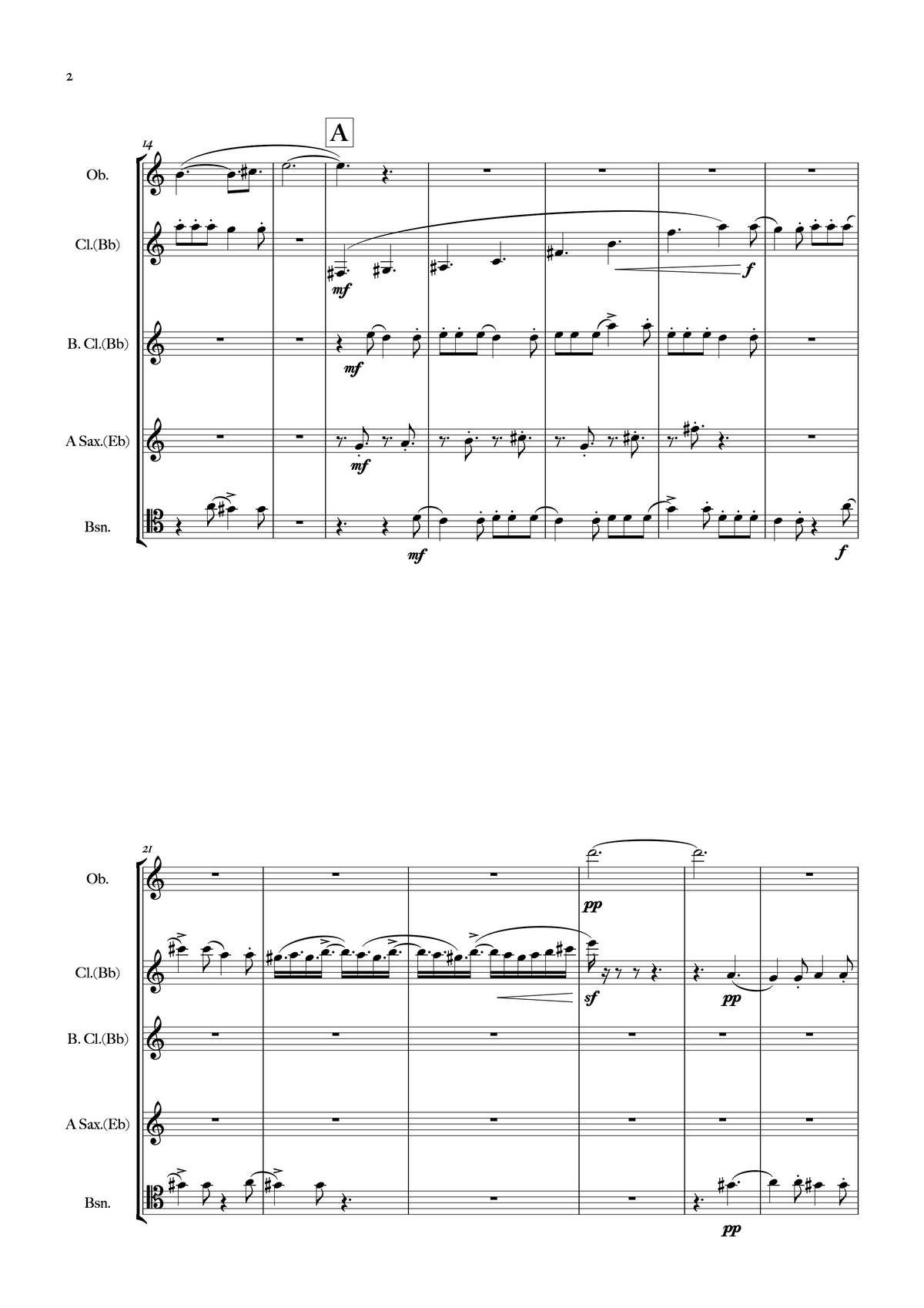 il mio bimbo....... tocca di luna...... – for reed quintet - Julian Grant