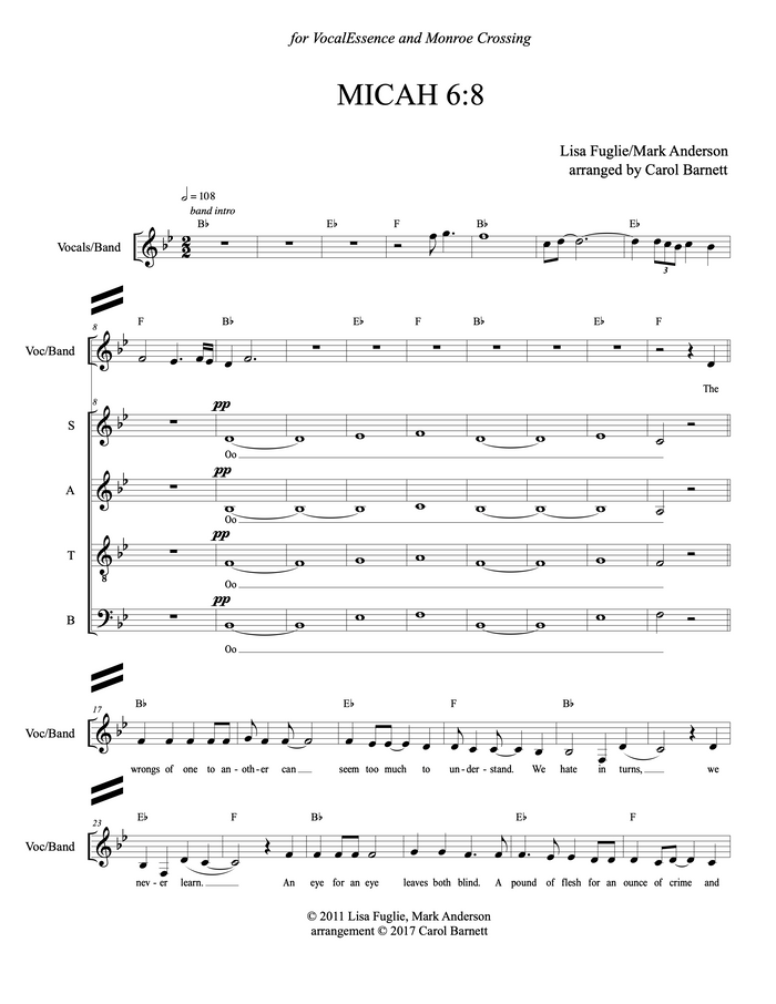 Micah 6:8 – arranged by Carol Barnett
