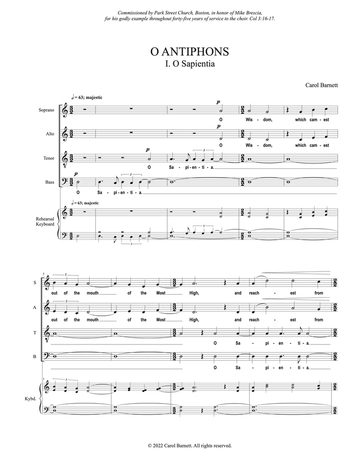 O Sapientia (from O Antiphons) – Carol Barnett