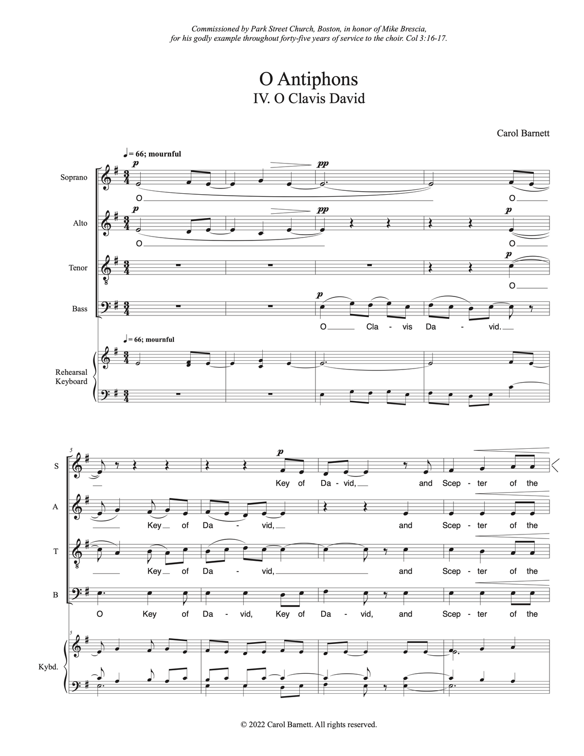 O Antiphons – Carol Barnett
