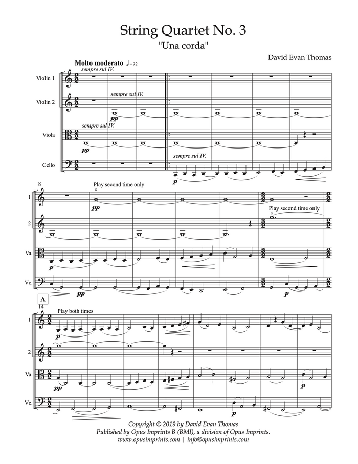 String Quartet No.3 "Una corda" –  David Evan Thomas