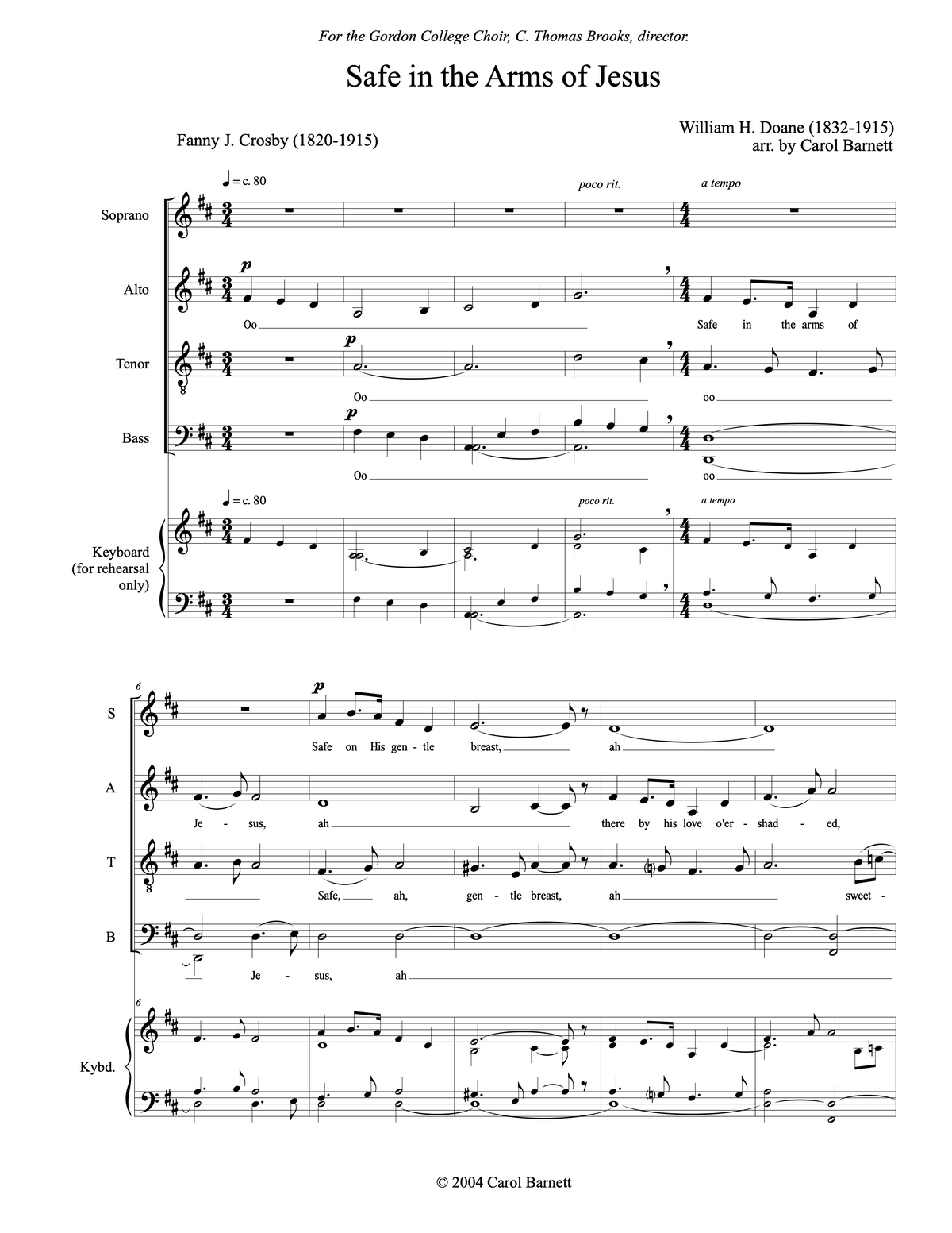 Safe in the Arms of Jesus – Carol Barnett