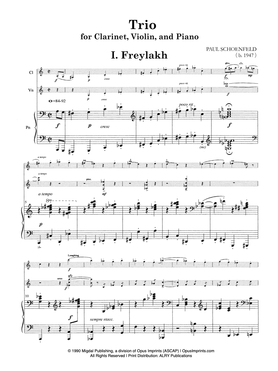 Trio for Clarinet, Violin, and Piano - Paul Schoenfeld