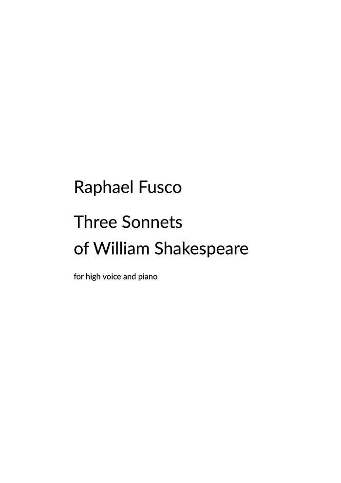 Three Sonnets of William Shakespeare – Raphael Fusco
