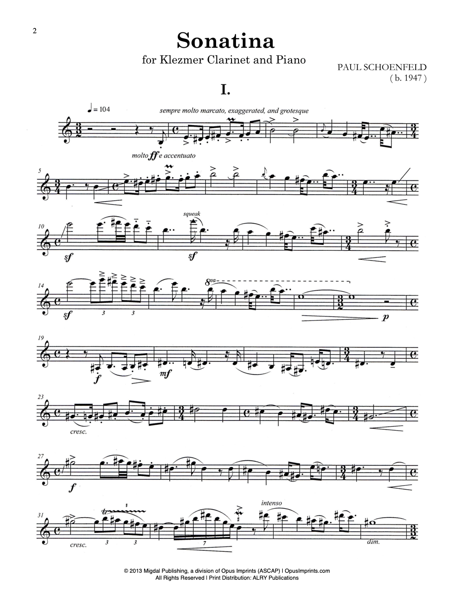 Klezmer Sonatina - Paul Schoenfeld