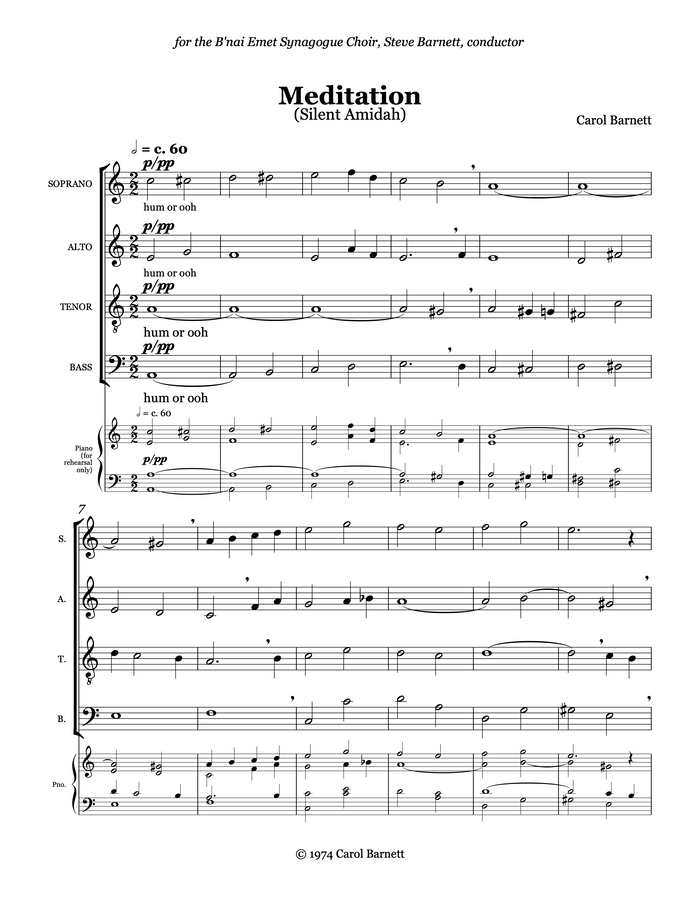 Meditation (Silent Amidah) – Carol Barnett