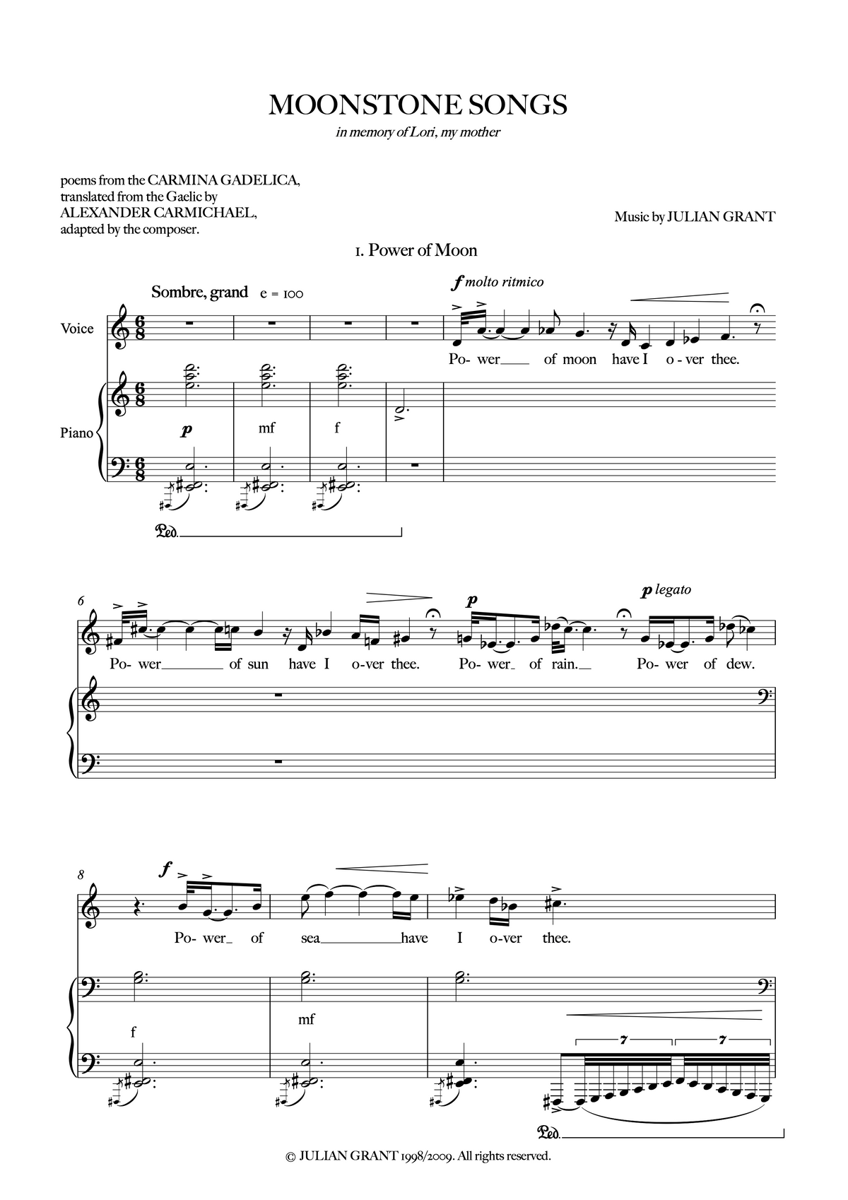 MOONSTONE SONGS - Julian Grant