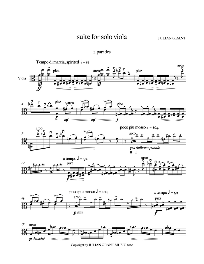 suite for solo viola – Julian Grant