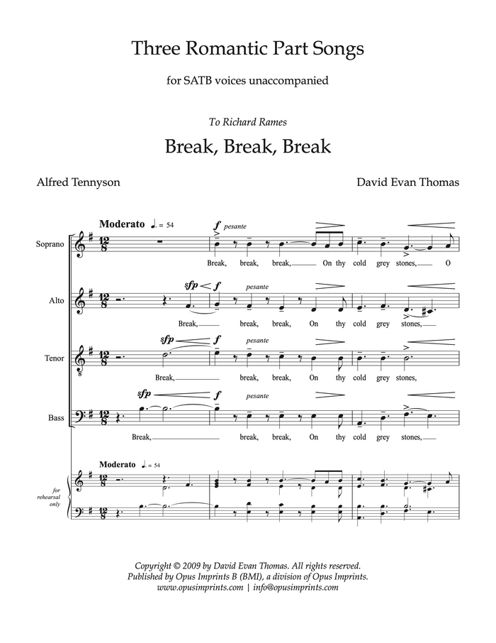 Three Romantic Part Songs - David Evan Thomas