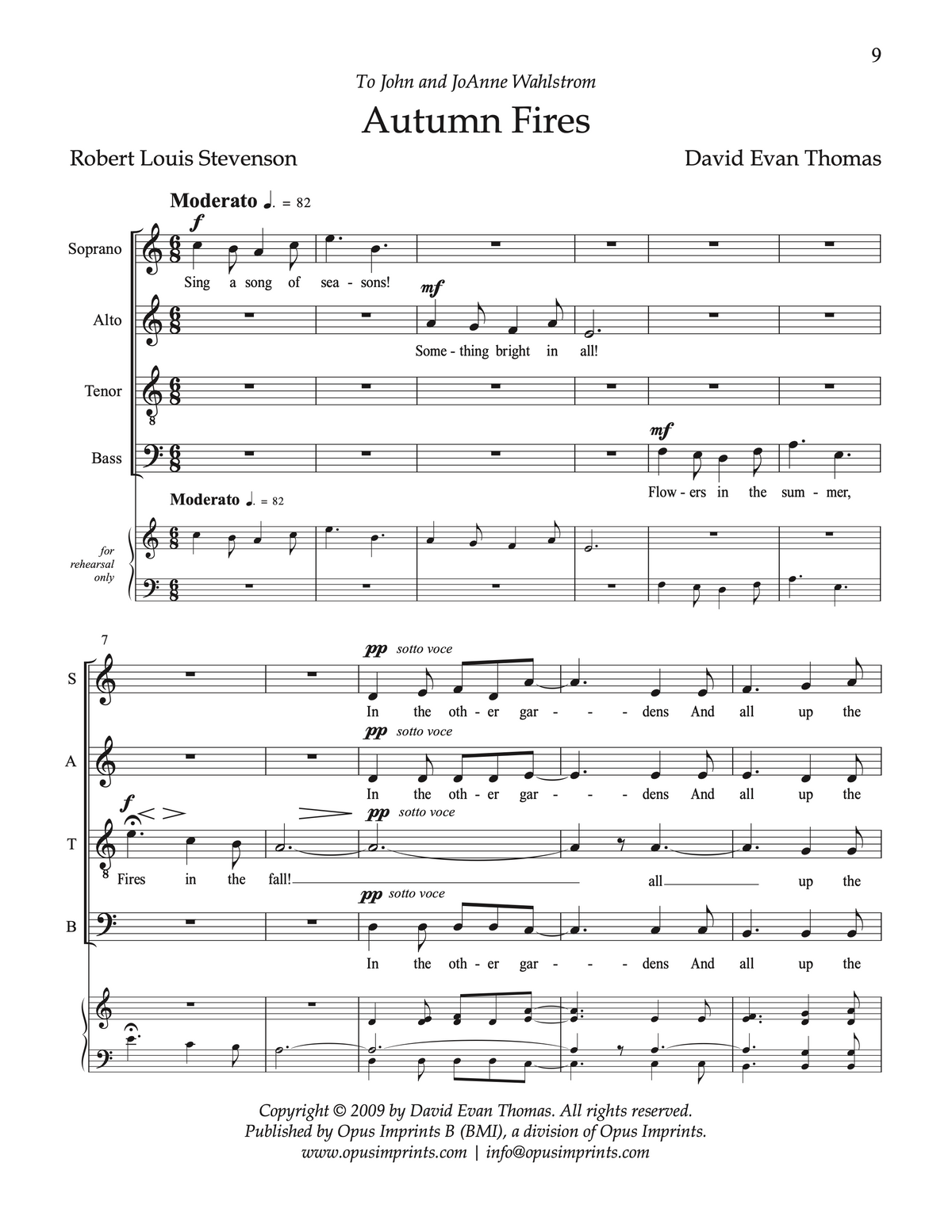 Three Romantic Part Songs - David Evan Thomas