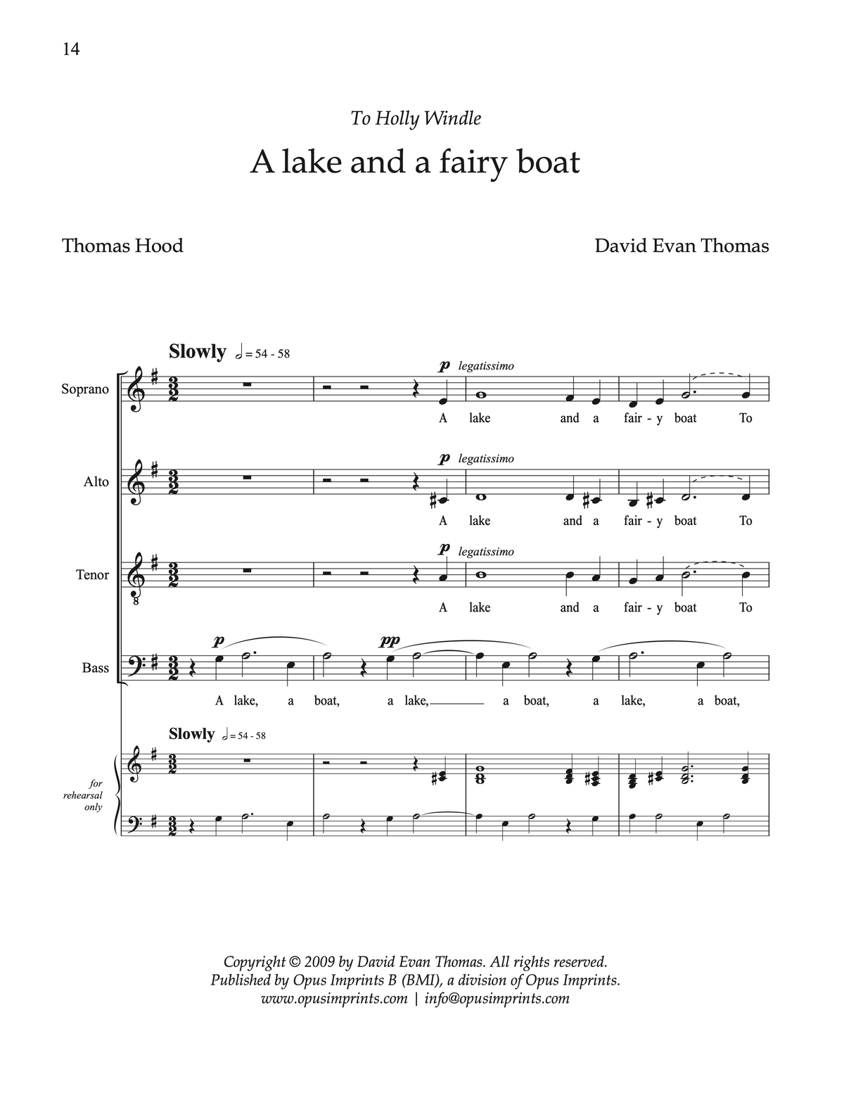 Three Romantic Part Songs - David Evan Thomas