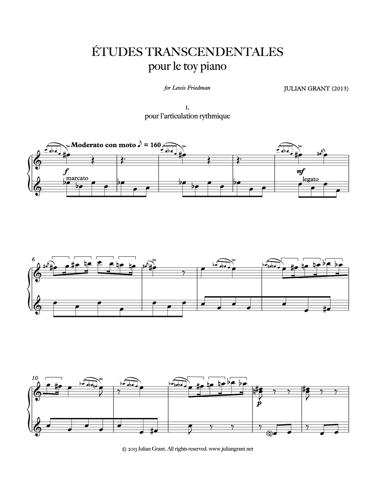 ÉTUDES TRANSCENDENTALES for toy piano - Julian Grant