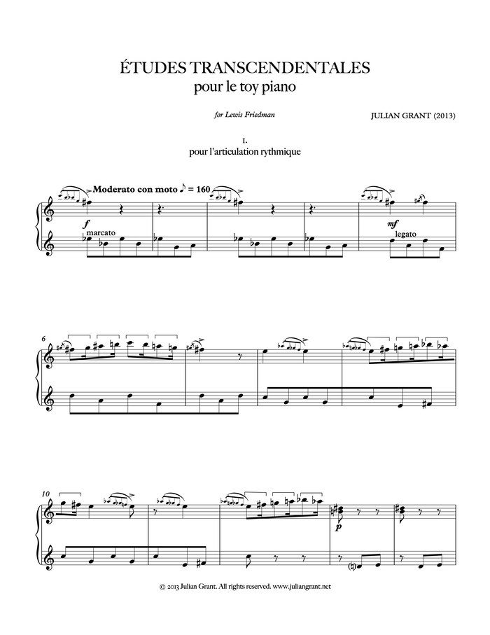 ÉTUDES TRANSCENDENTALES for toy piano - Julian Grant