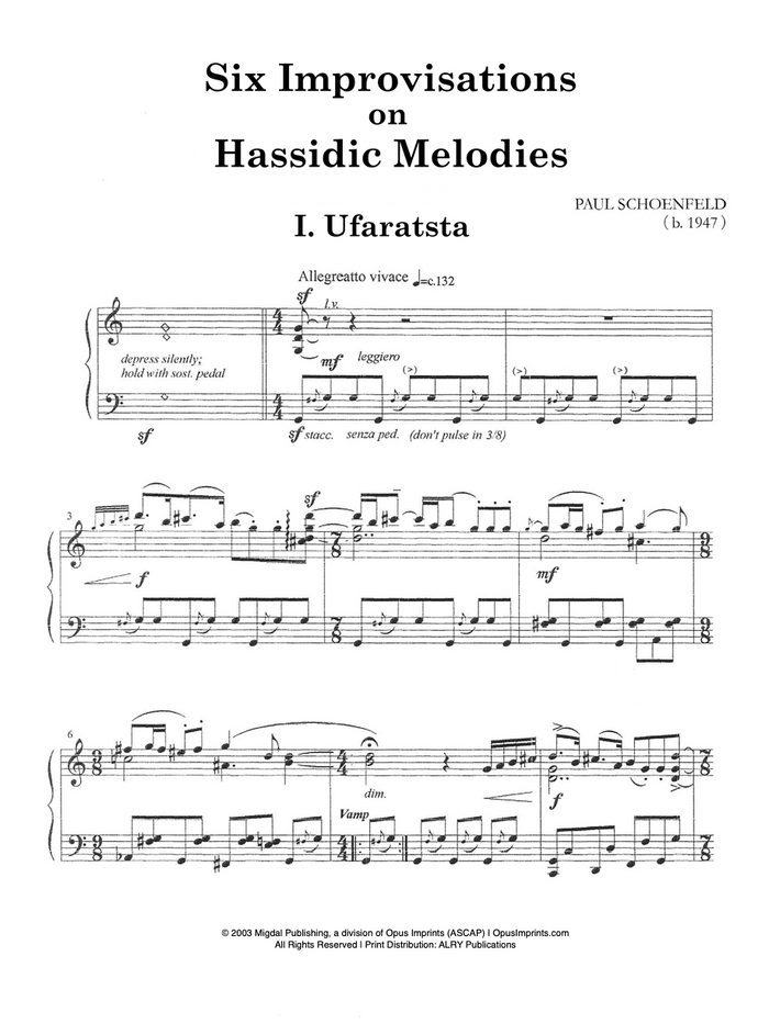 Six Improvisations on Hassidic Melodies for Piano Solo - Paul Schoenfeld