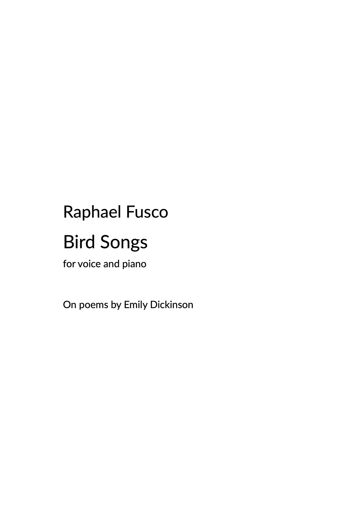 Bird Songs – Raphael Fusco