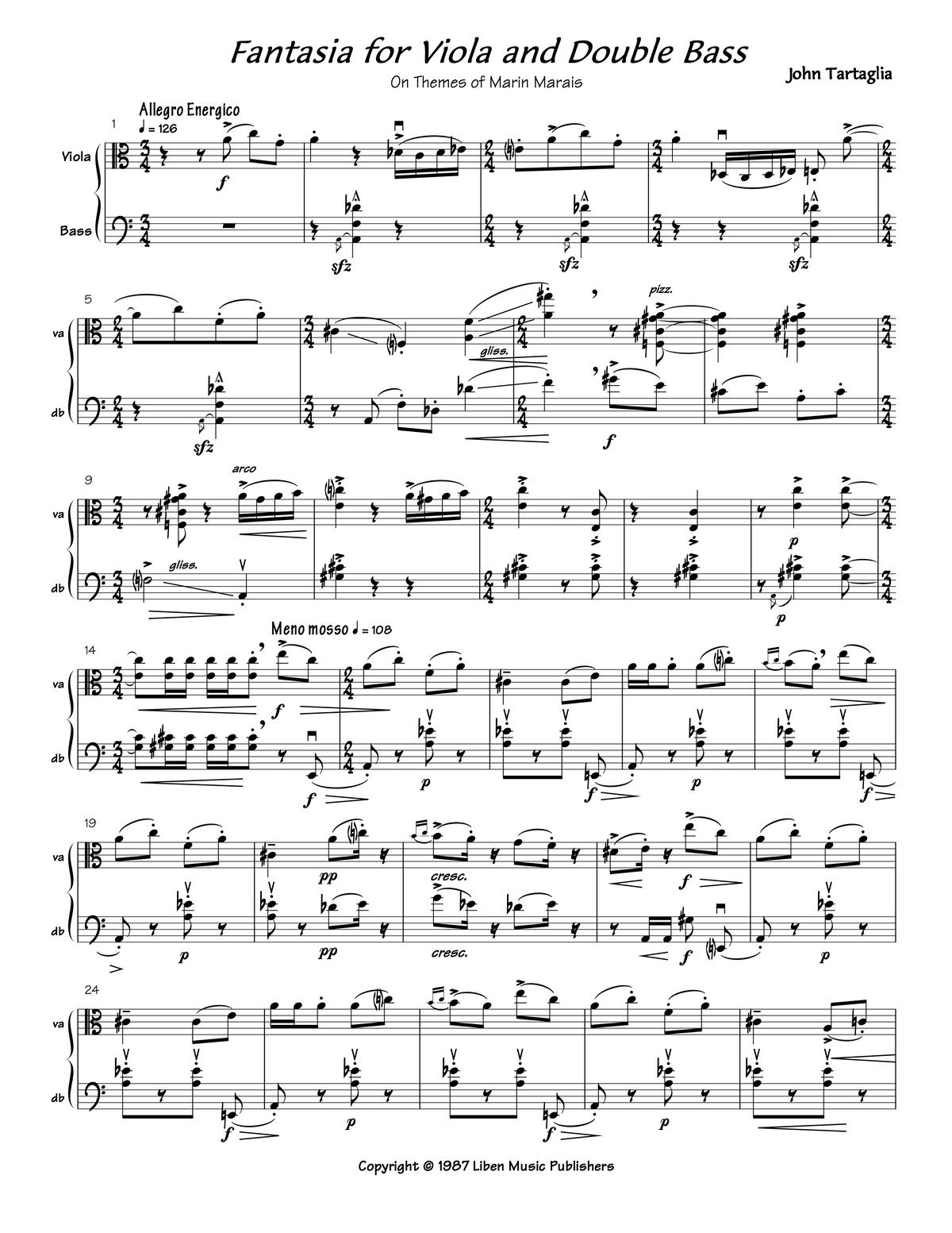 Fantasia for Viola and Bass on Themes by Marin Marais –  John Tartaglia