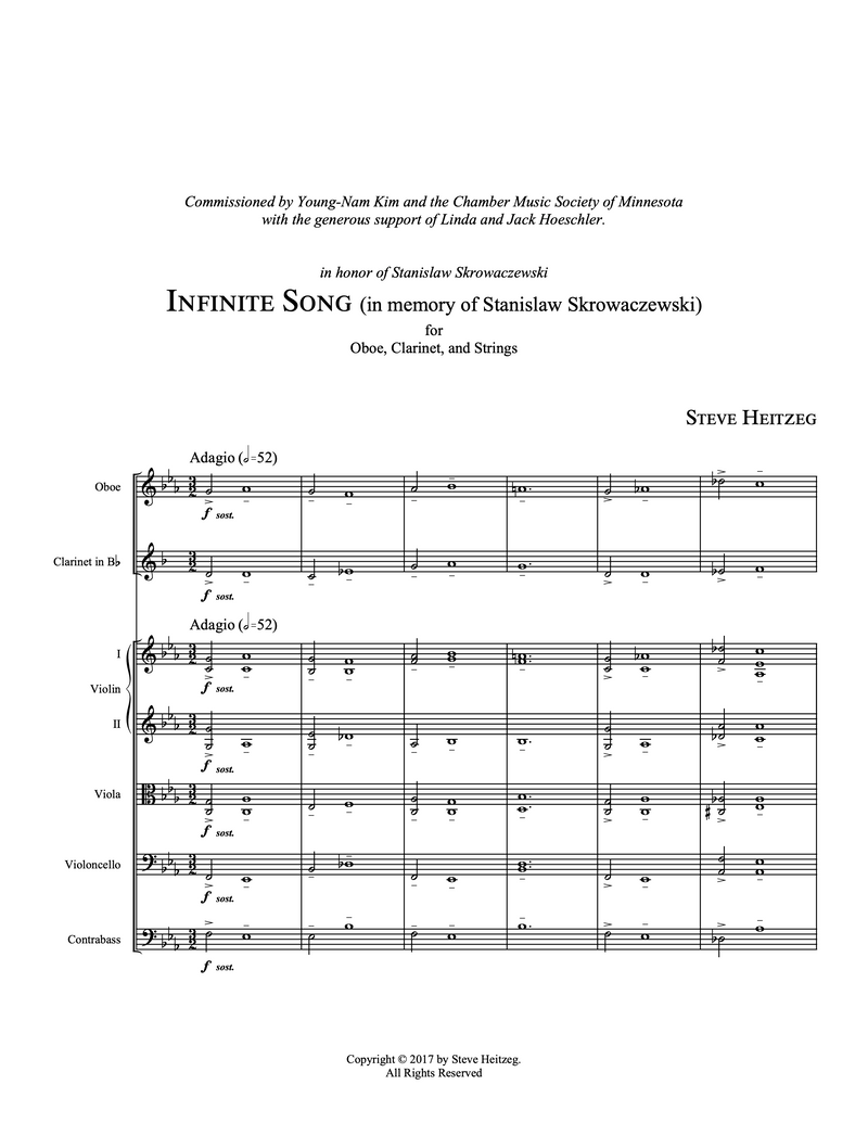 Infinite song (in memory of Stanislaw Skrowaczewski) – Steve Heitzeg