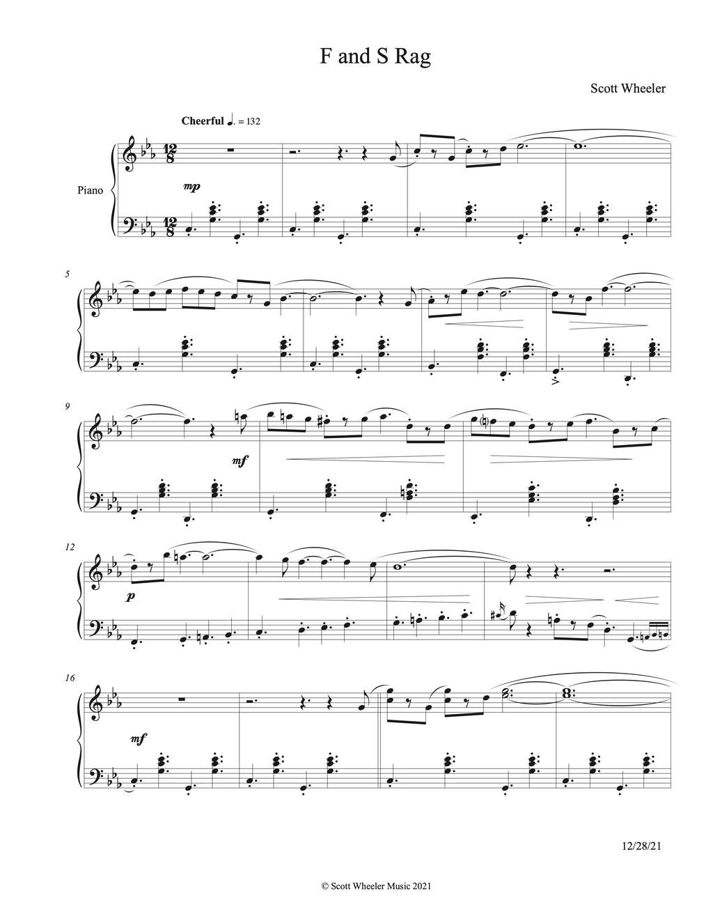 F and S Rag - Scott Wheeler - Sheet Music | Opus Imprints