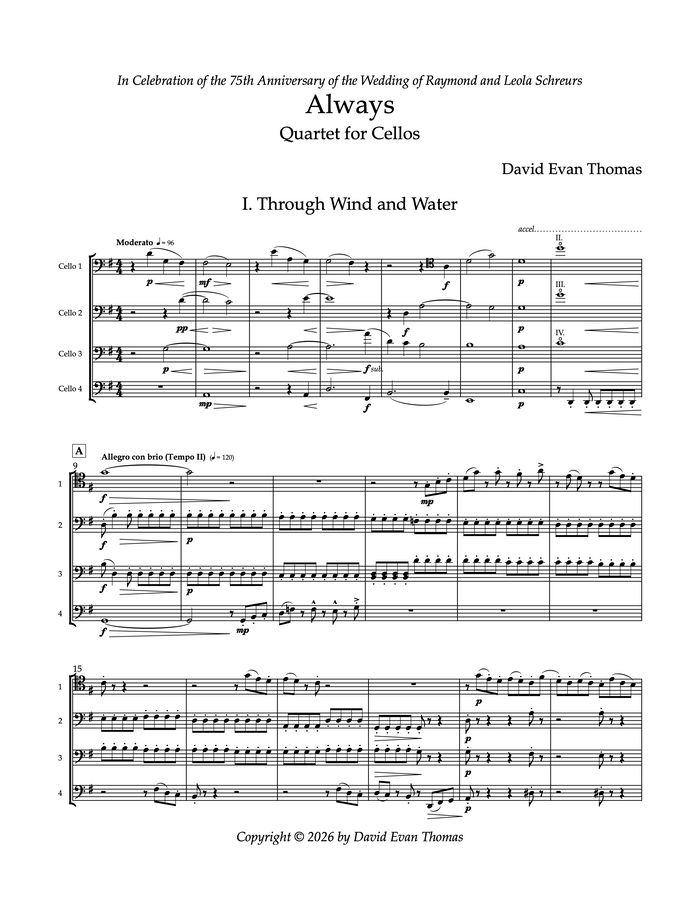 Always (Quartet for Cellos) –  David Evan Thomas