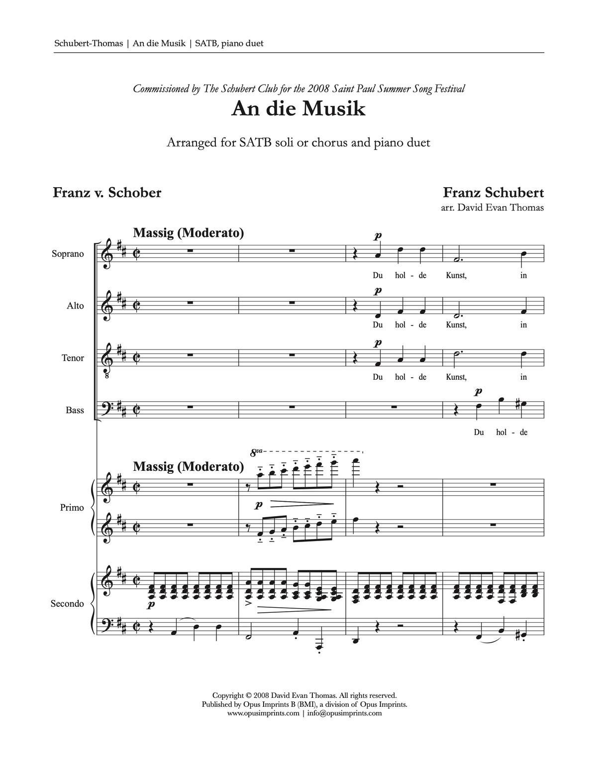 An die Musik – arr. David Evan Thomas