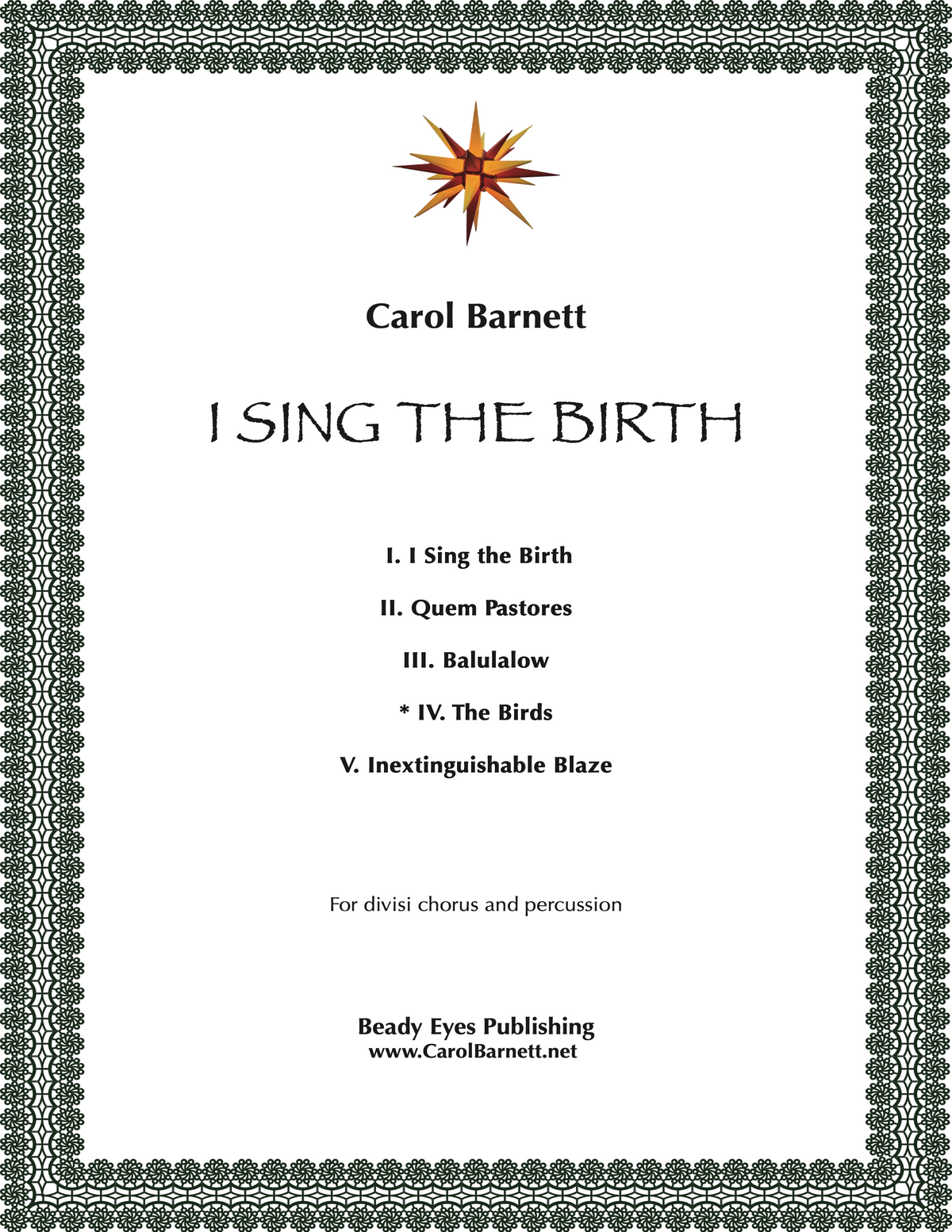 The Birds (from I Sing the Birth) – Carol Barnett