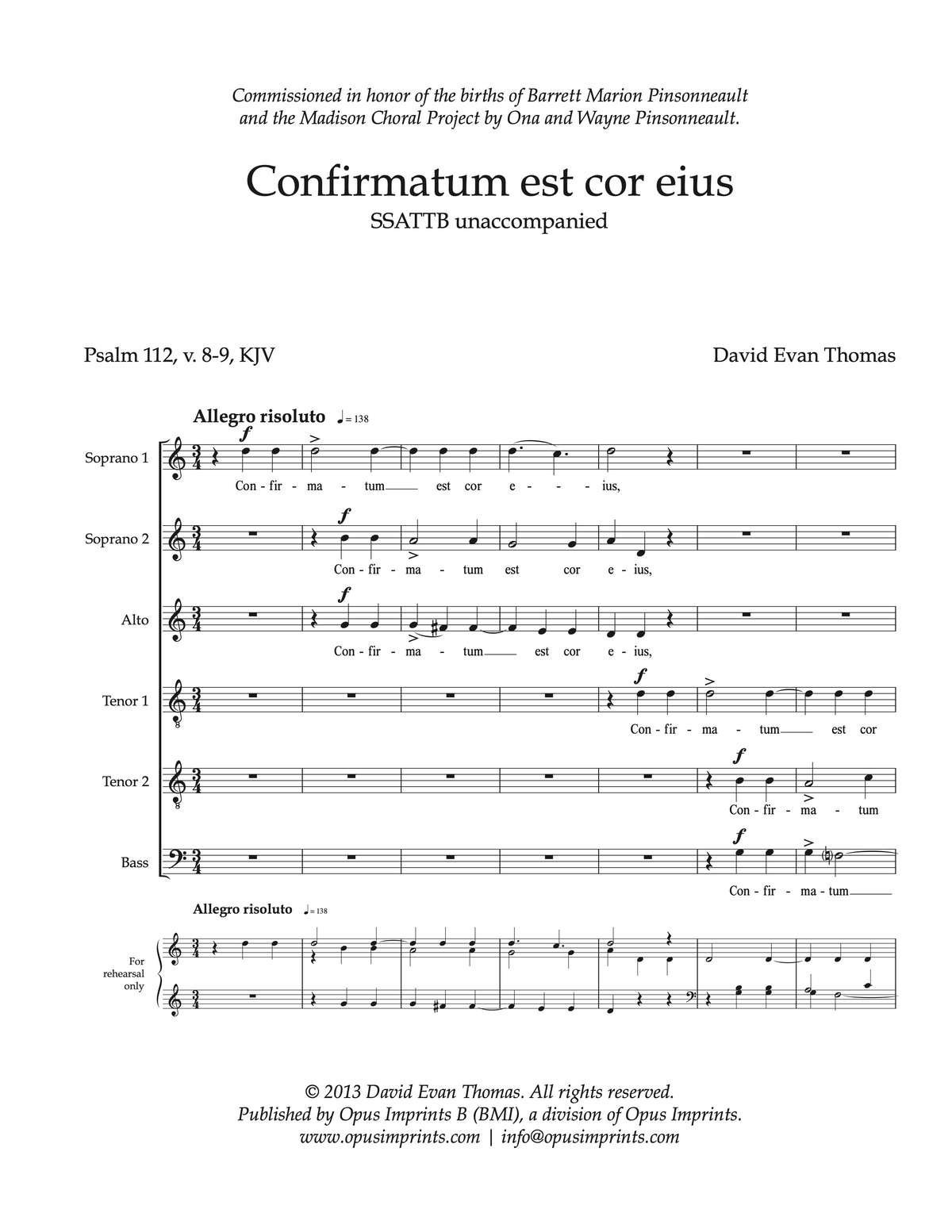 Confirmatum est cor eius –  David Evan Thomas