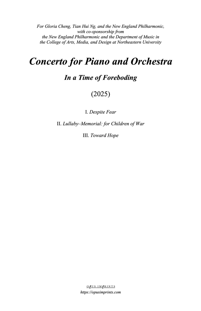 Concerto for Piano and Orchestra – Daniel Strong Godfrey