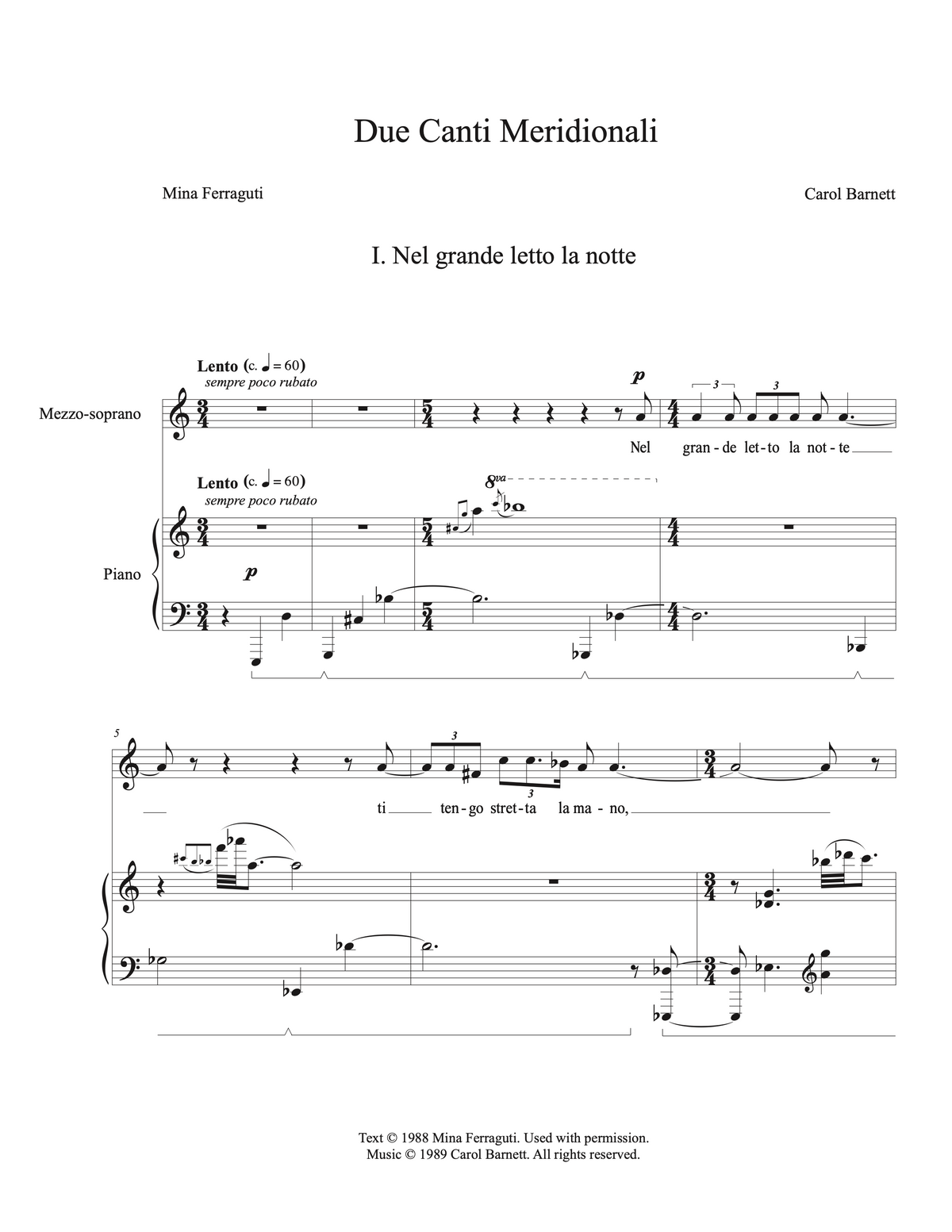 Due Canti Meridionali – Carol Barnett