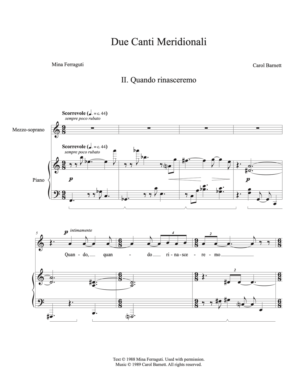 Due Canti Meridionali – Carol Barnett