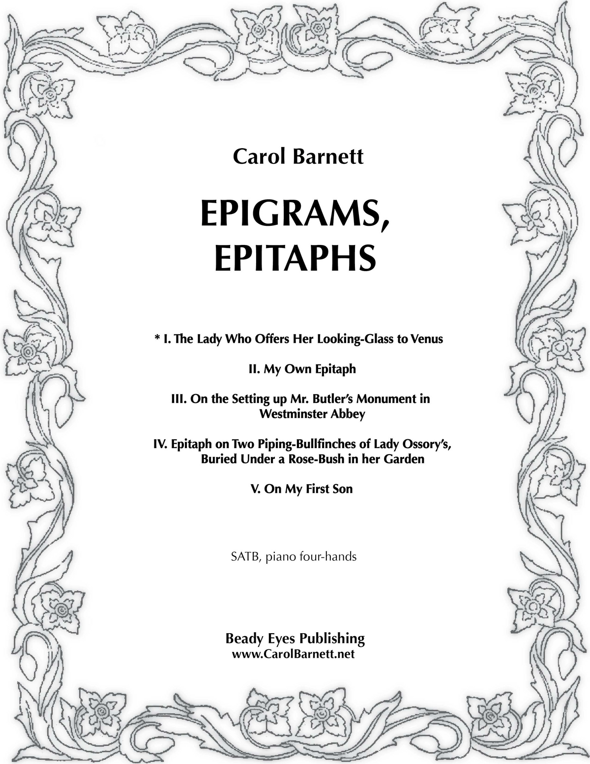 The Lady Who Offers Her Looking-Glass to Venus (from Epigrams, Epitaphs) – Carol Barnett