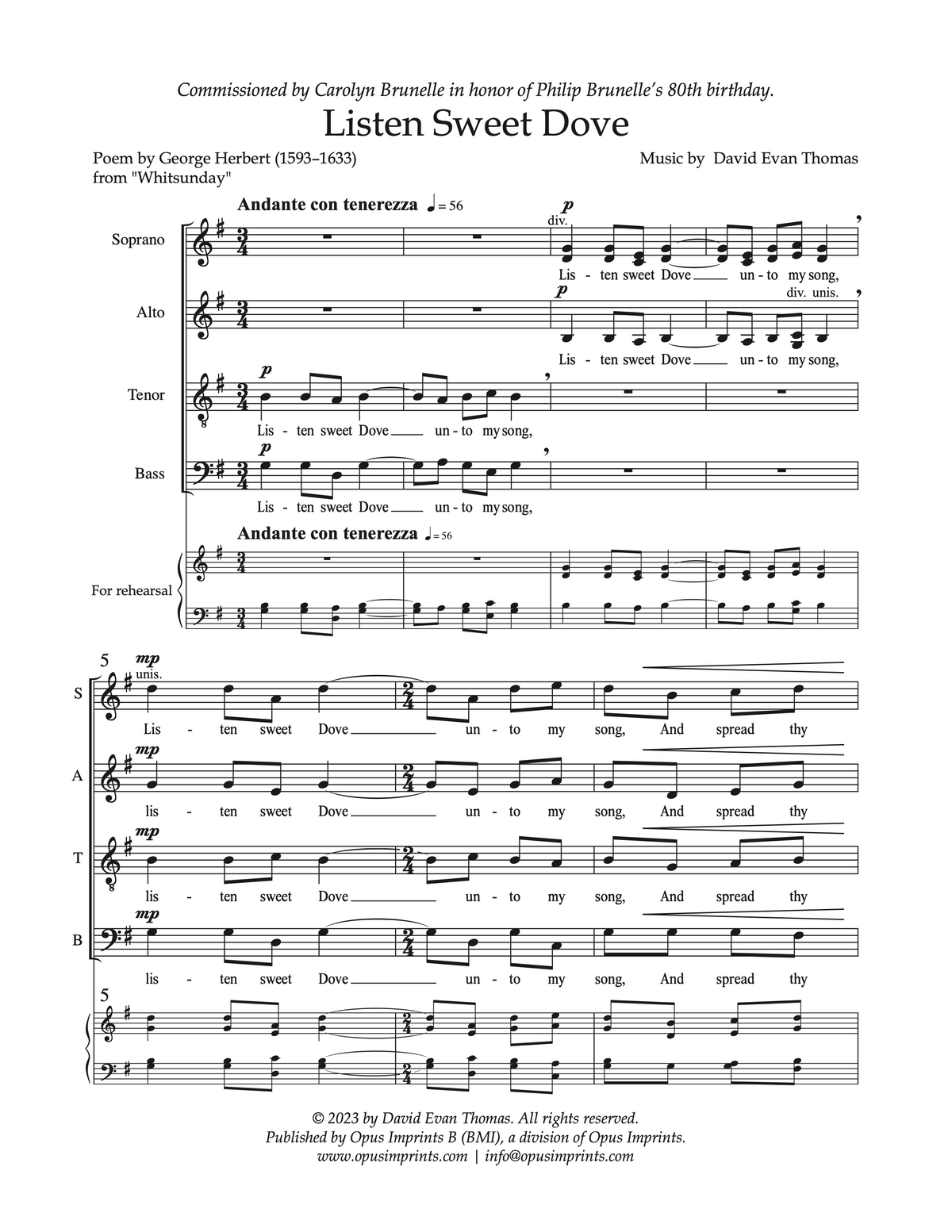 Listen, Sweet Dove – David Evan Thomas