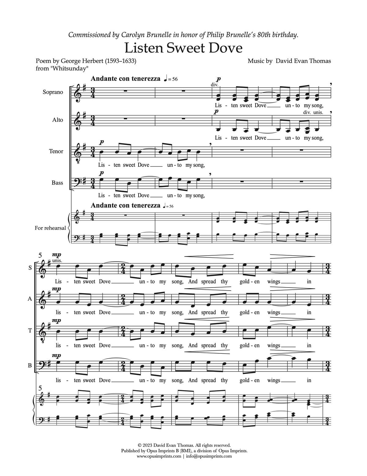 Listen, Sweet Dove – David Evan Thomas