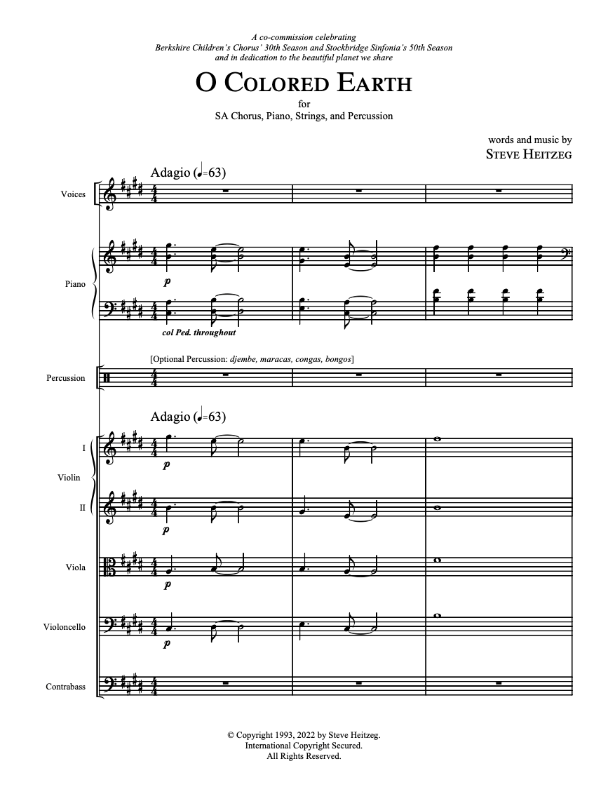 O, Colored Earth (Ensemble Score with Parts) - Steve Heitzeg