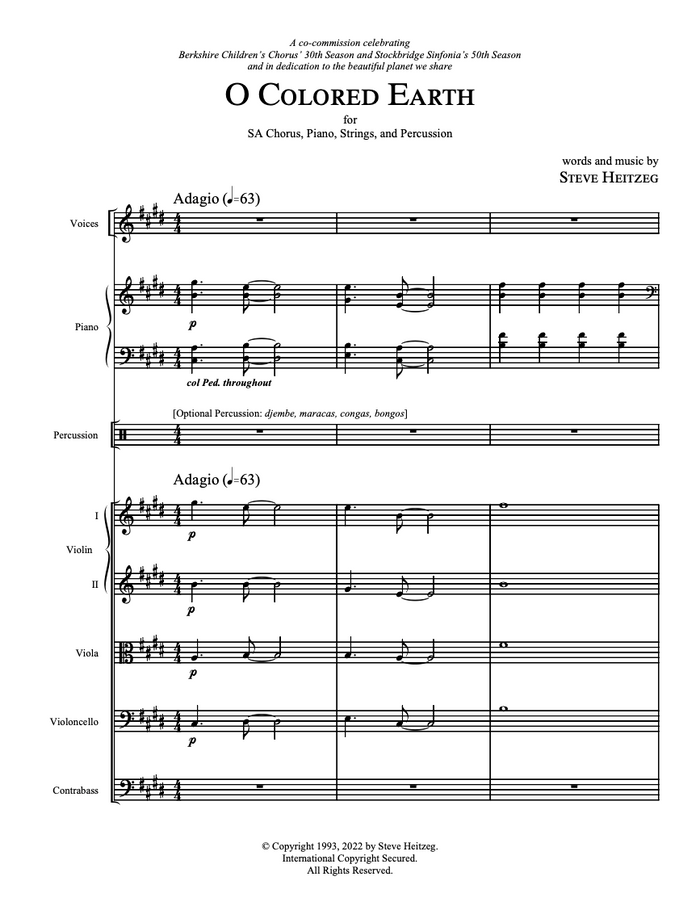 O, Colored Earth (Ensemble Score with Parts) - Steve Heitzeg