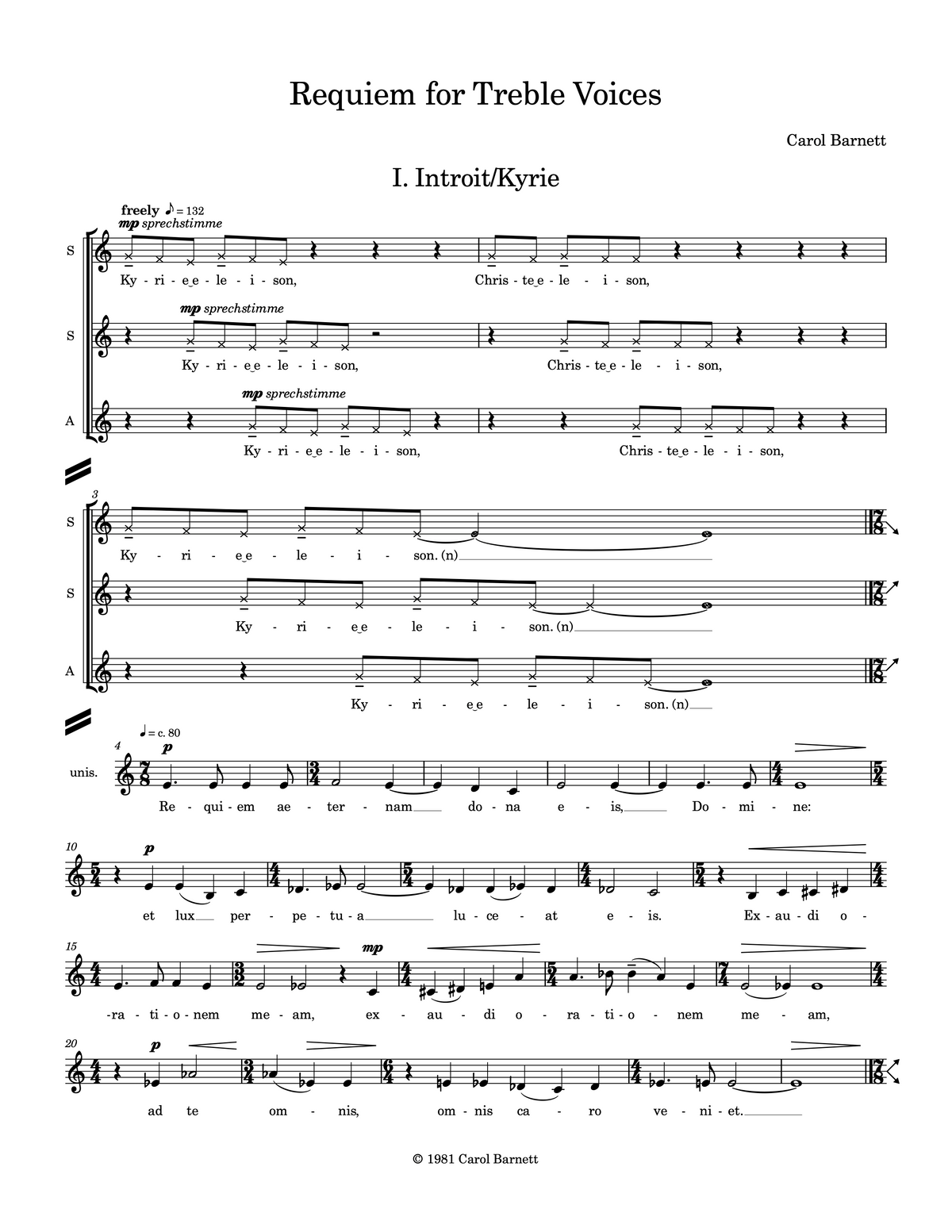 Requiem for Treble Voices –  Carol Barnett