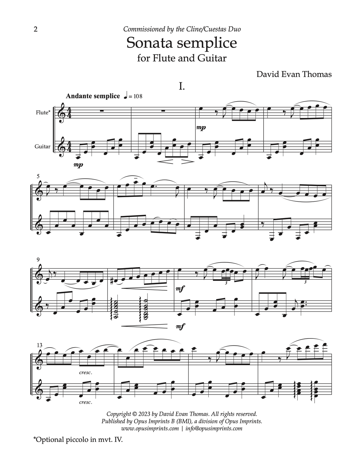Sonata semplice –  David Evan Thomas