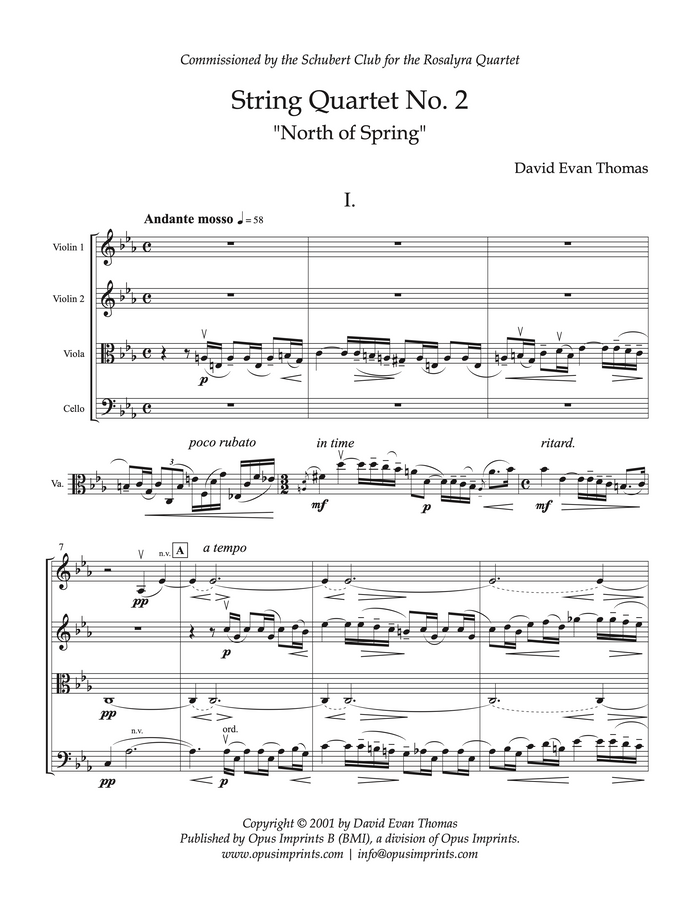 String Quartet No. 2 "North of Spring" –  David Evan Thomas