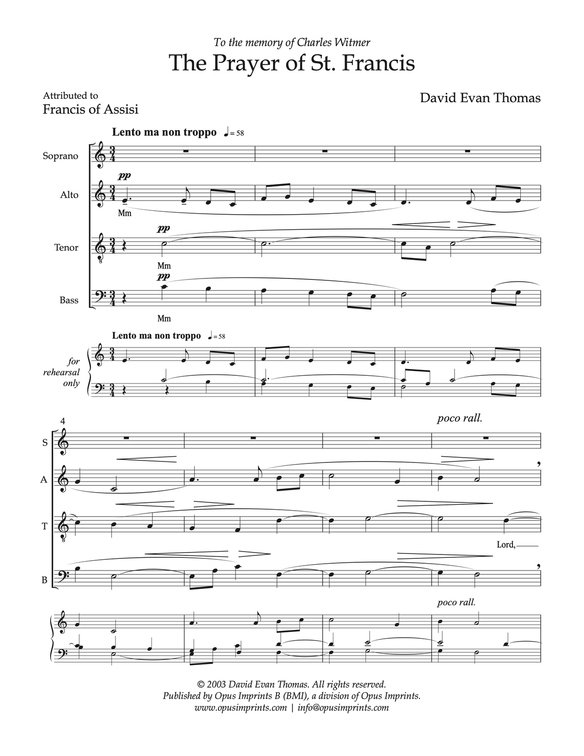 The Prayer of St. Francis –  David Evan Thomas