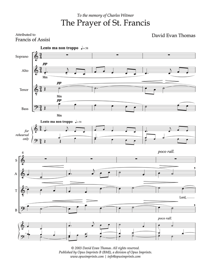 The Prayer of St. Francis –  David Evan Thomas