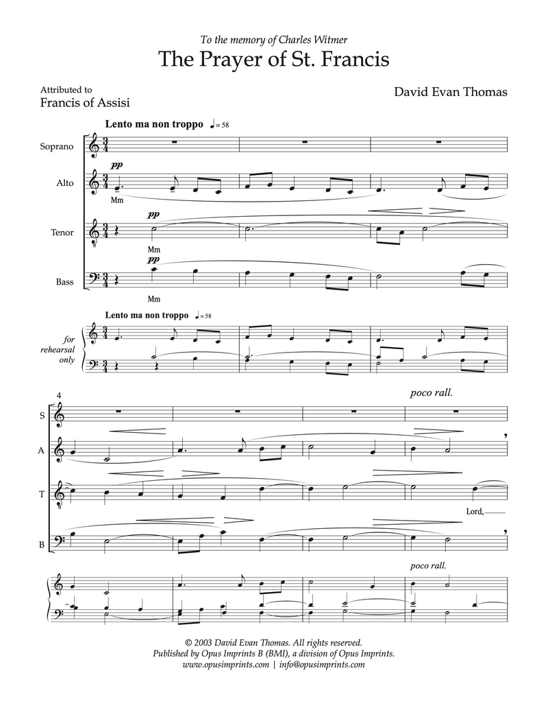 The Prayer of St. Francis –  David Evan Thomas