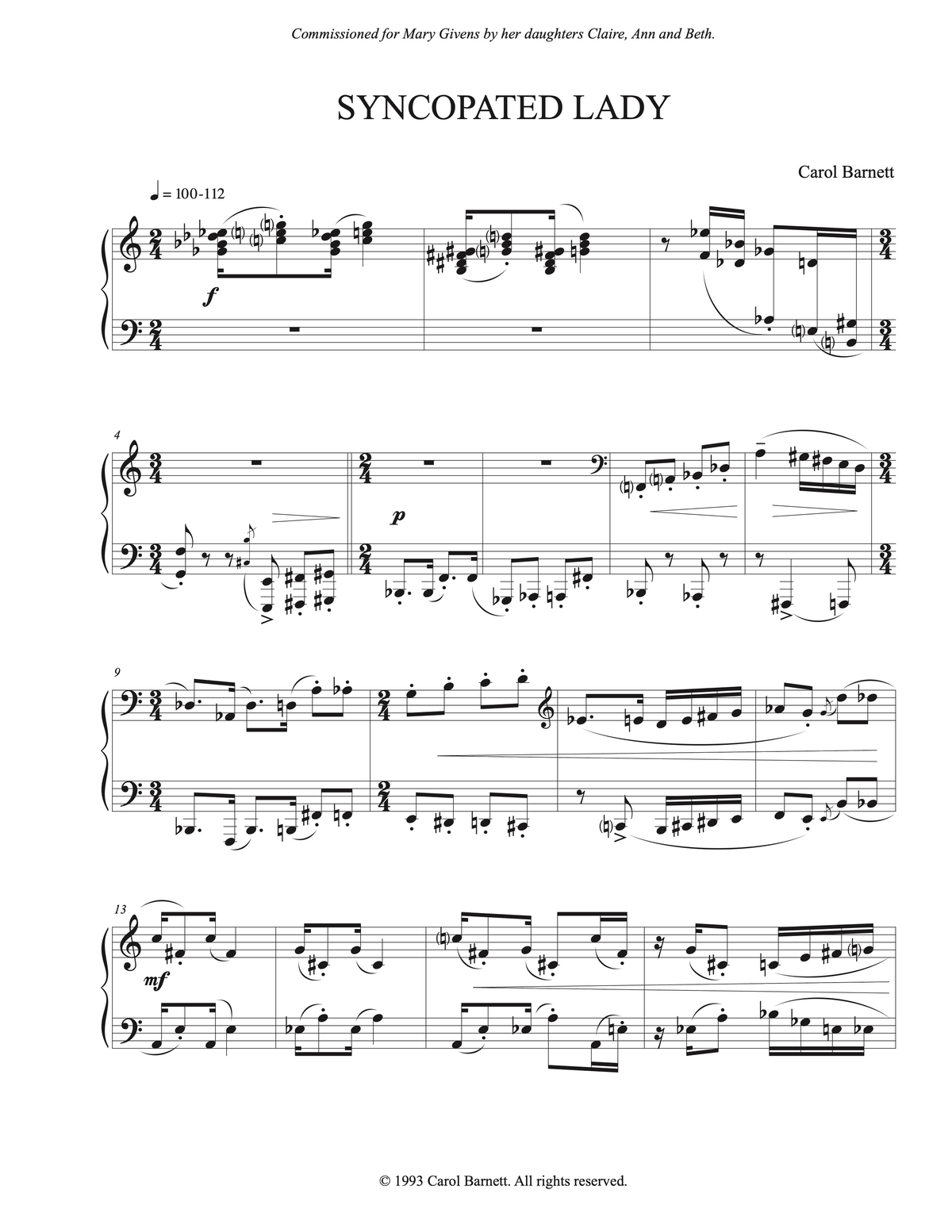 Syncopated Lady – Carol Barnett